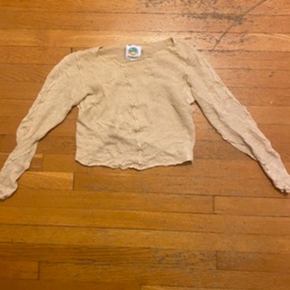 UNIF Doser Top S / Cream Knit Long Sleeve Mesh Cropped Layering Autumn Piece